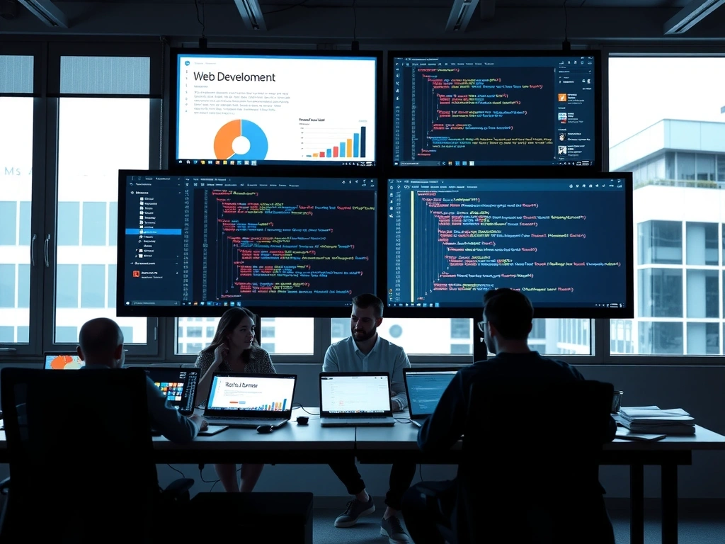 Custom web development process illustration showing code optimization and testing